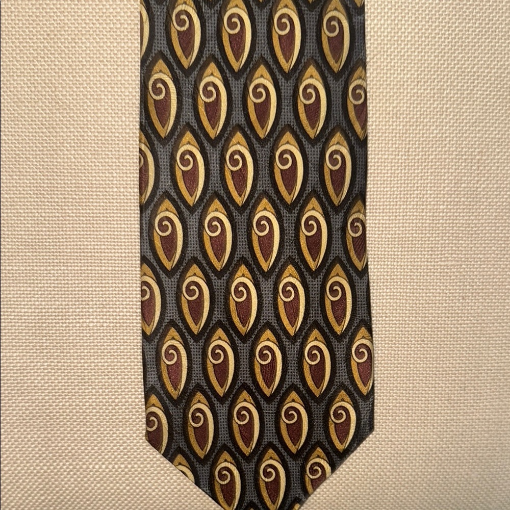 Gold and Brown Silk Paisley Tie